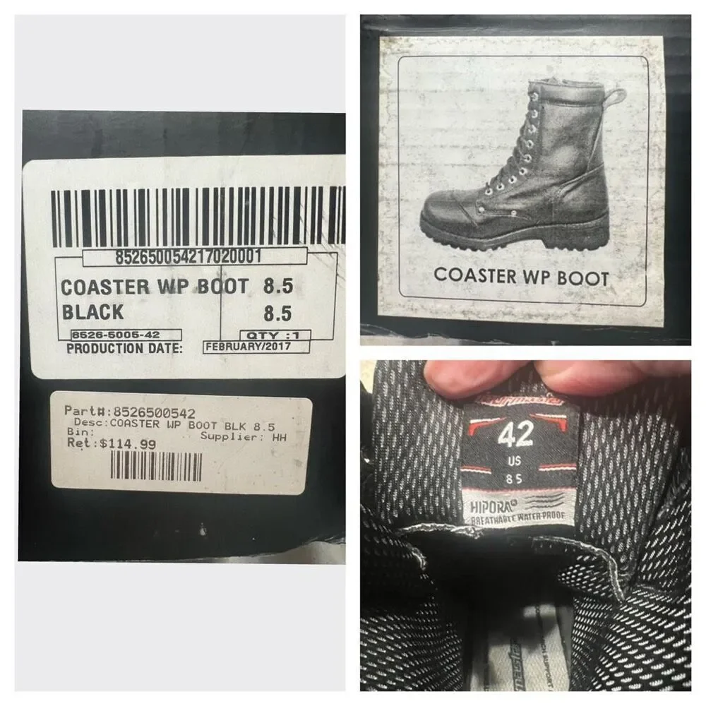 Tourmaster Coaster WP Mens Road Boots Black Sz 8.5 NIB